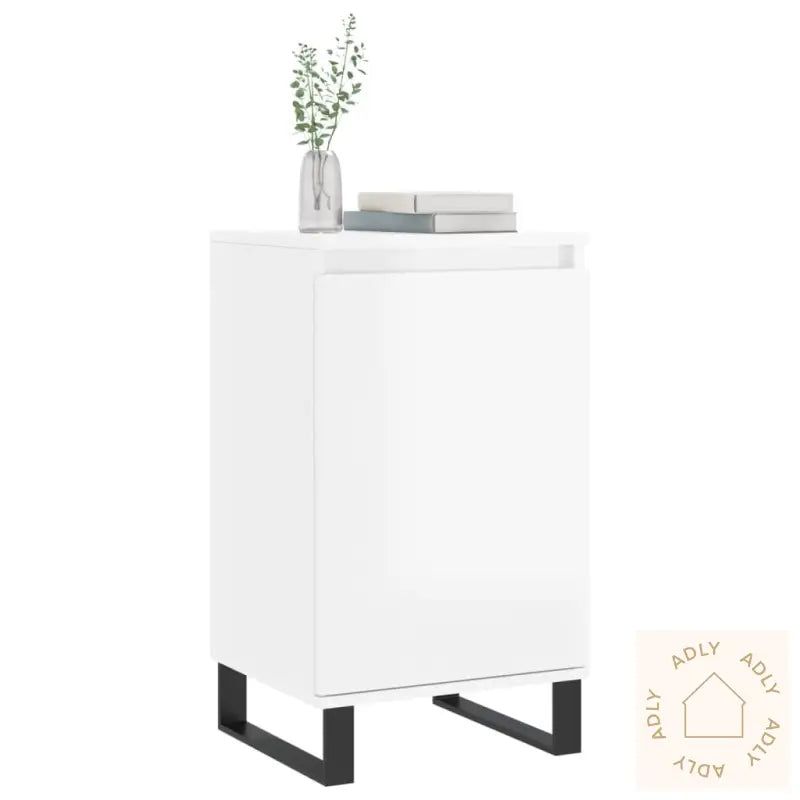 Skjenker 2 Stk Høyglans Hvit 40X35X70 Cm Konstruert Tre