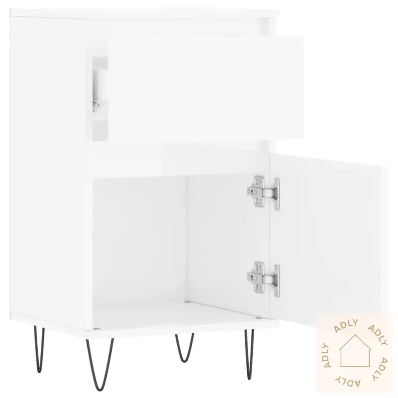 Skjenker 2 Stk Høyglans Hvit 40X35X70 Cm Konstruert Tre