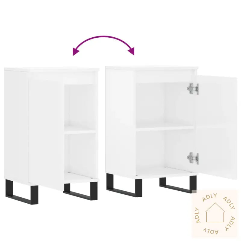 Skjenker 2 Stk Høyglans Hvit 40X35X70 Cm Konstruert Tre