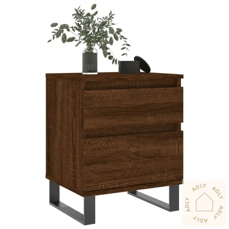 Nattbord 2 Stk Brun Eik 40X35X50 Cm Konstruert Tre