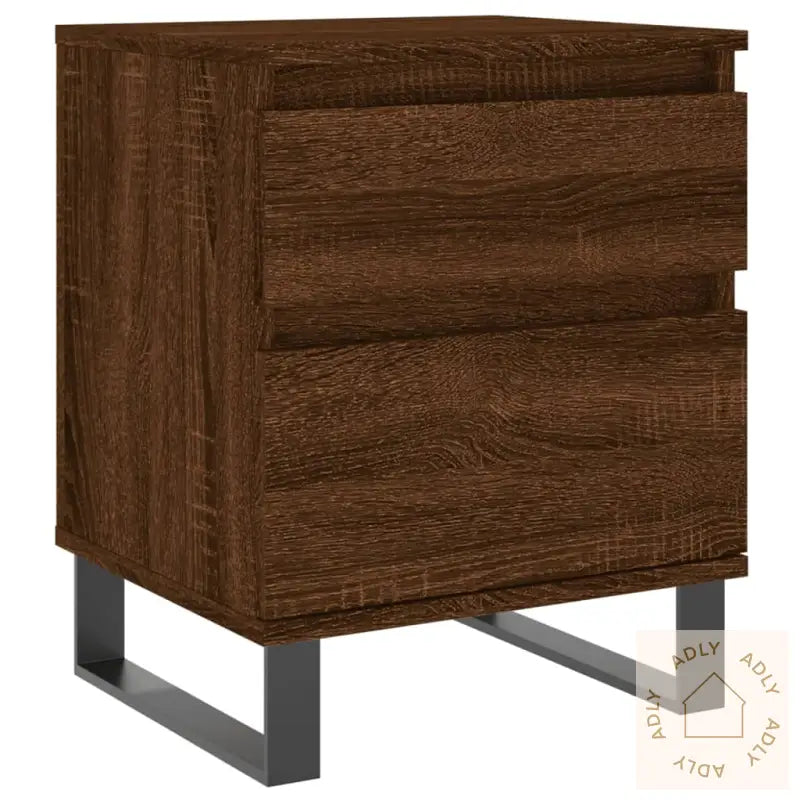 Nattbord 2 Stk Brun Eik 40X35X50 Cm Konstruert Tre