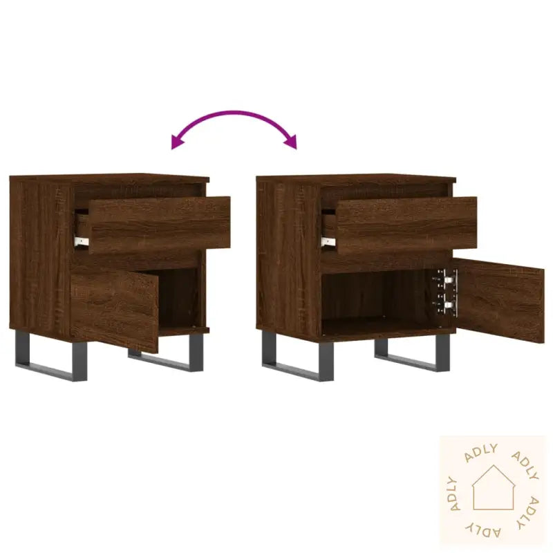 Nattbord 2 Stk Brun Eik 40X35X50 Cm Konstruert Tre