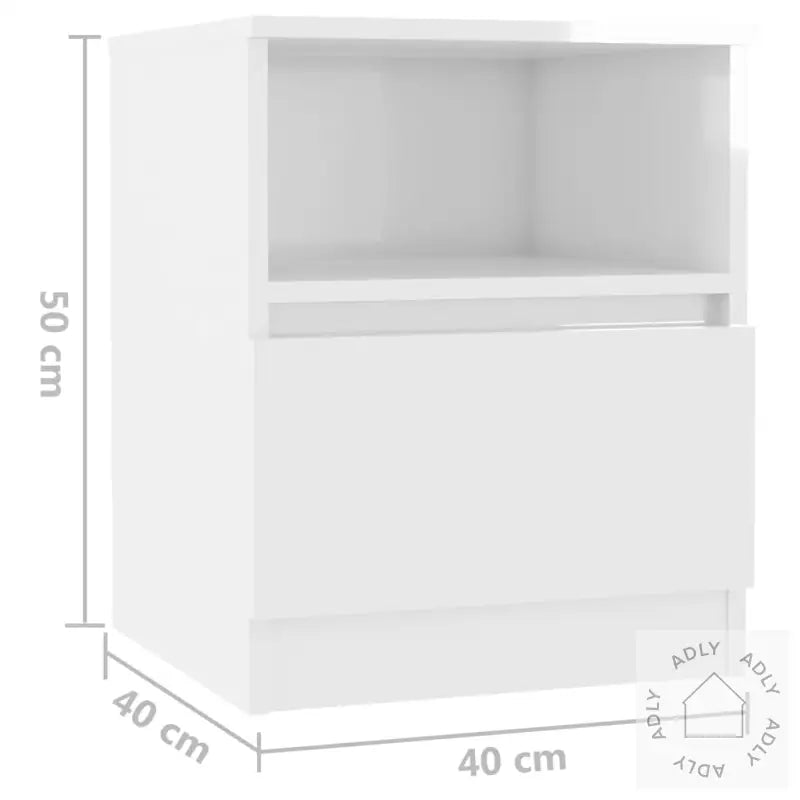 Nattbord Høyglans Hvit 40X40X50 Cm Konstruert Tre