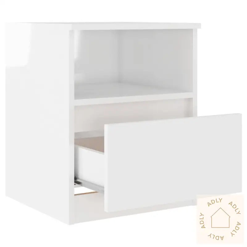 Nattbord Høyglans Hvit 40X40X50 Cm Konstruert Tre