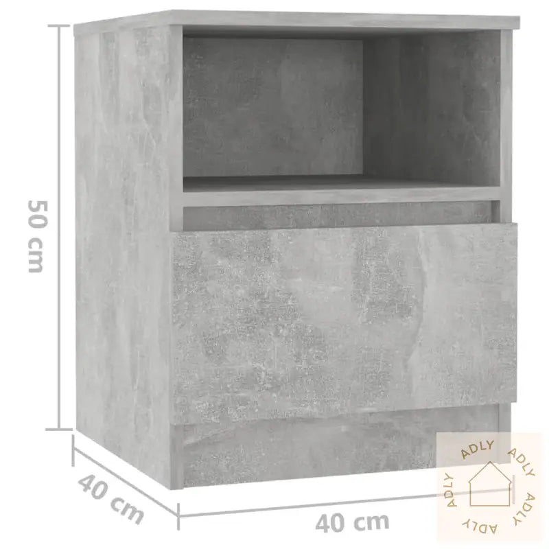 Nattbord Betonggrå 40X40X50 Cm Konstruert Tre