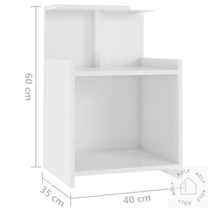 Nattbord Høyglans Hvit 40X35X60 Cm Konstruert Tre