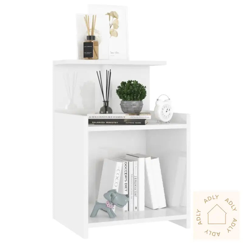 Nattbord Høyglans Hvit 40X35X60 Cm Konstruert Tre