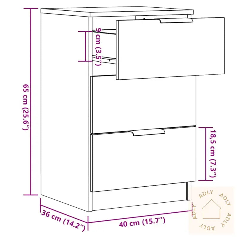 Nattbord 2 Stk Artisan Eik 40X36X65 Cm Konstruert Tre