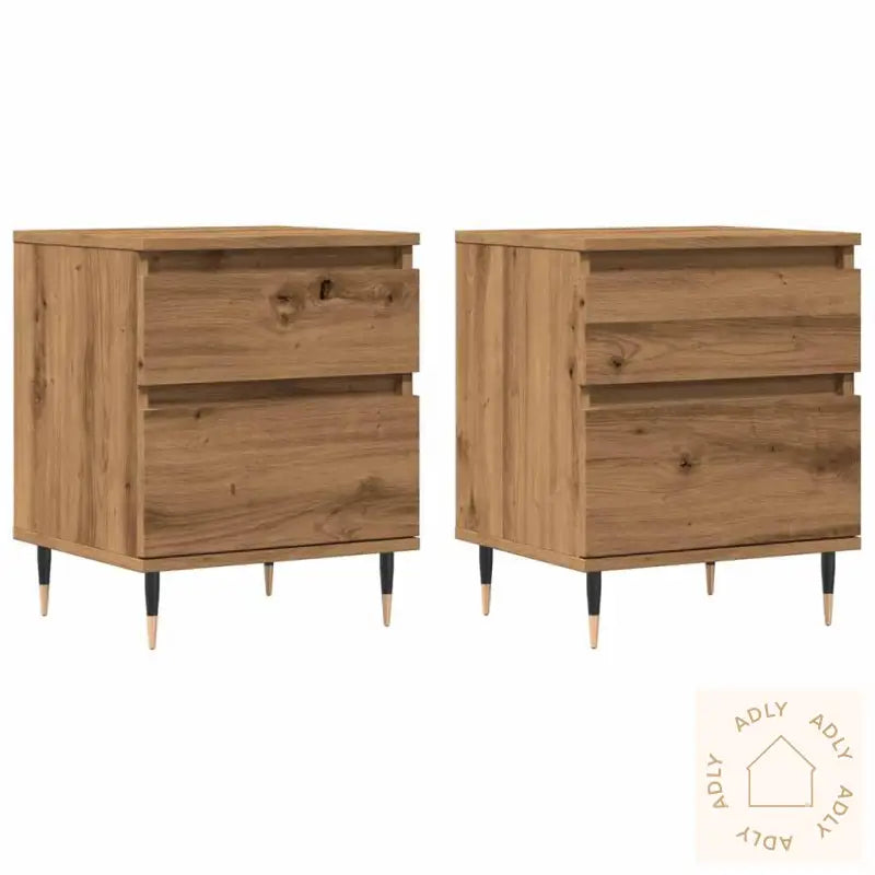 Nattbord 2 Stk Artisan Eik 40X35X50 Cm Konstruert Tre