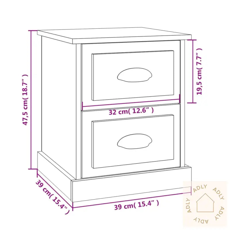 Nattbord 2 Stk Brun Eik 39X39X47,5 Cm Konstruert Tre