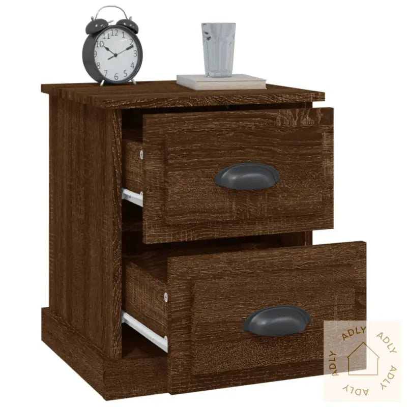 Nattbord 2 Stk Brun Eik 39X39X47,5 Cm Konstruert Tre
