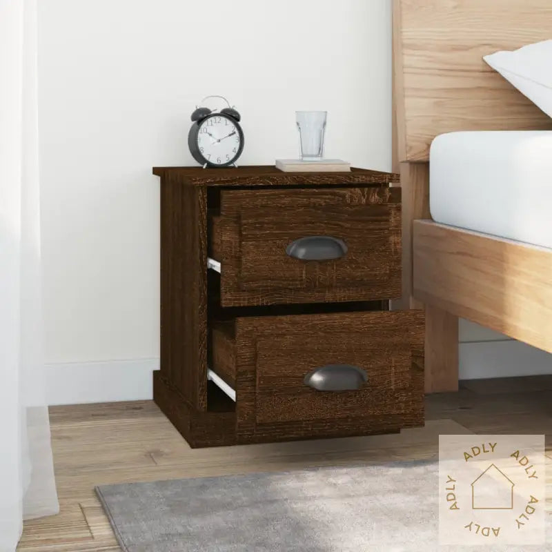 Nattbord 2 Stk Brun Eik 39X39X47,5 Cm Konstruert Tre