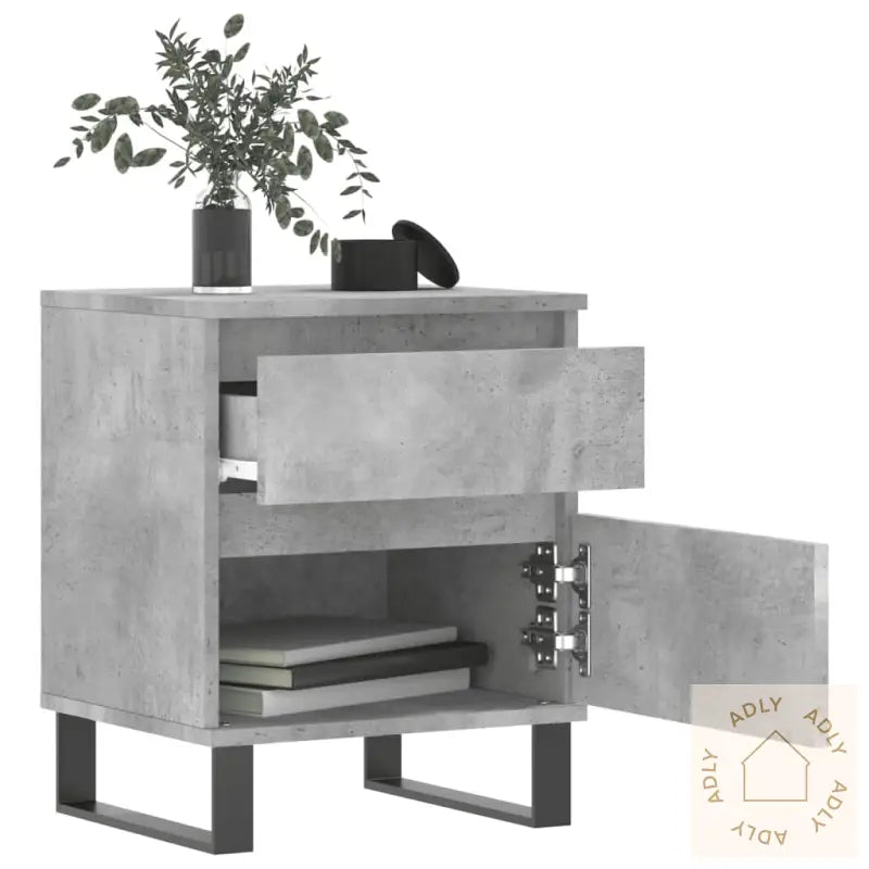 Nattbord 2 Stk Betonggrå 40X35X50 Cm Konstruert Tre