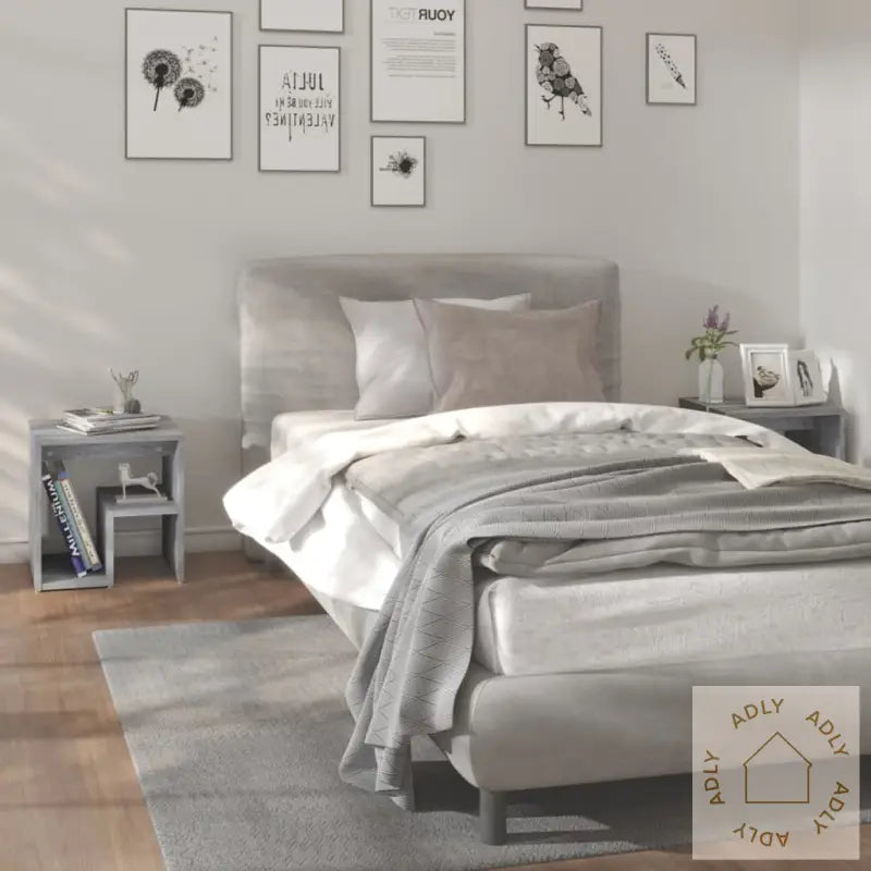 Nattbord 2 Stk Grå Sonoma 40X30X40 Cm Konstruert Tre