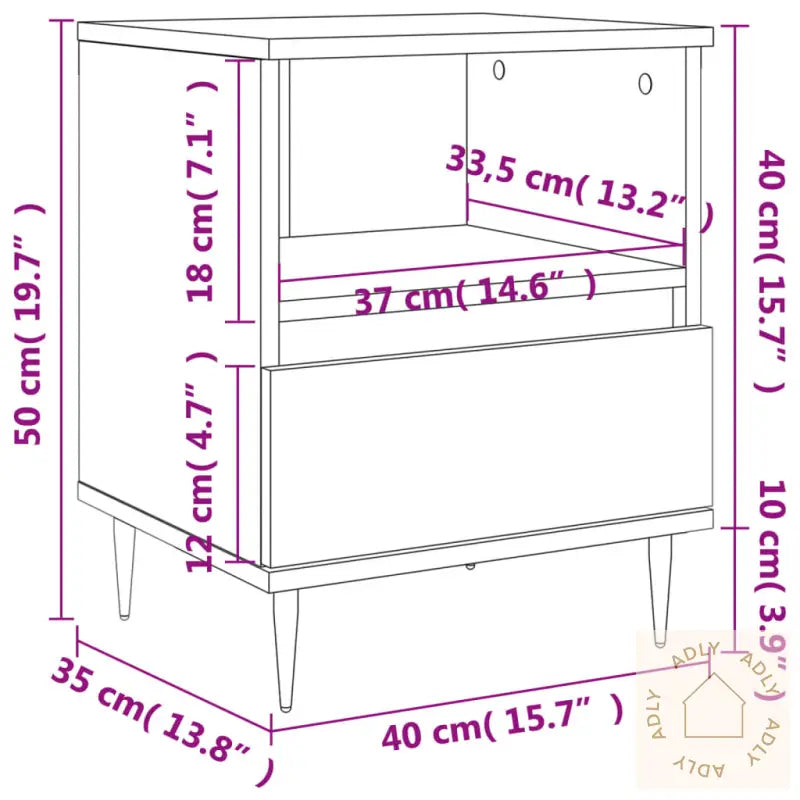 Nattbord 2 Stk Røkt Eik 40X35X50 Cm Konstruert Tre