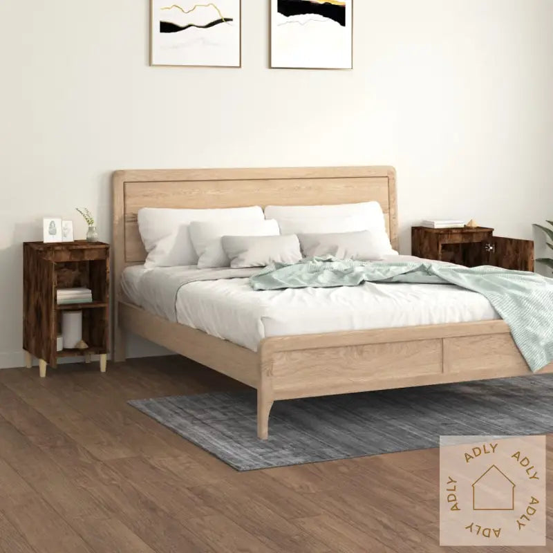 Nattbord 2 Stk Røkt Eik 40X35X70 Cm Konstruert Tre