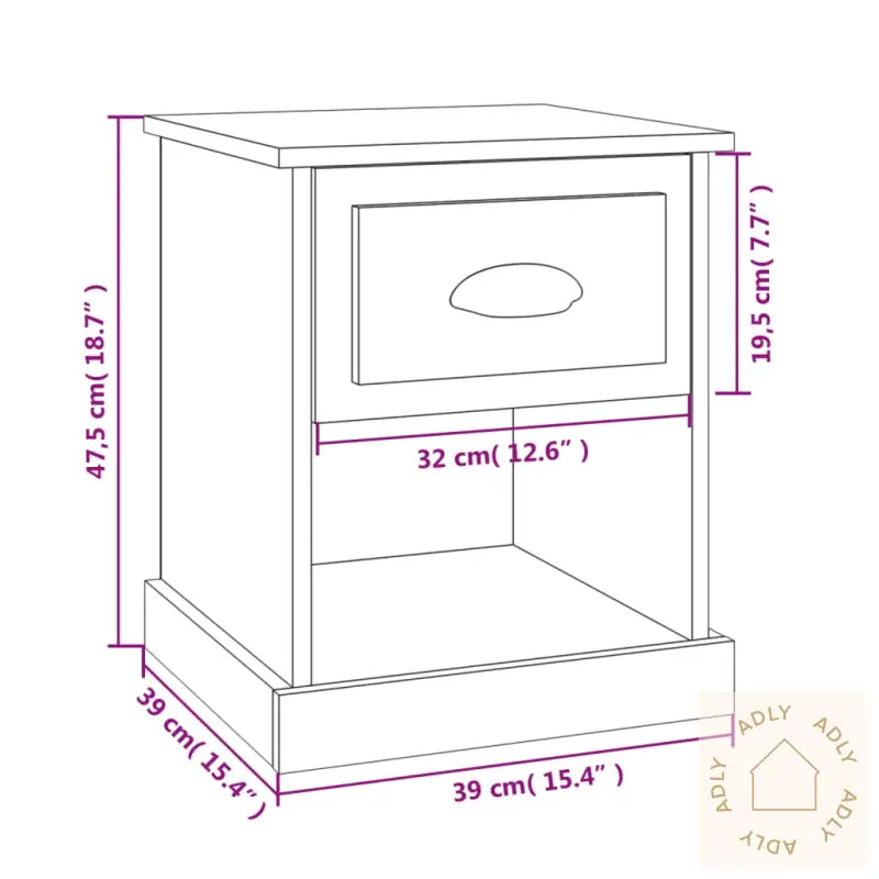 Nattbord Svart 39X39X47,5 Cm Konstruert Tre
