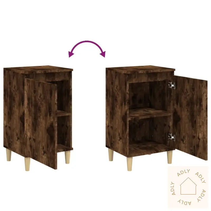Nattbord 2 Stk Røkt Eik 40X35X70 Cm Konstruert Tre