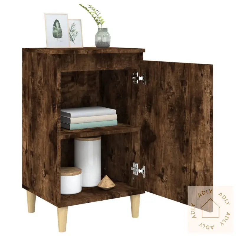 Nattbord 2 Stk Røkt Eik 40X35X70 Cm Konstruert Tre