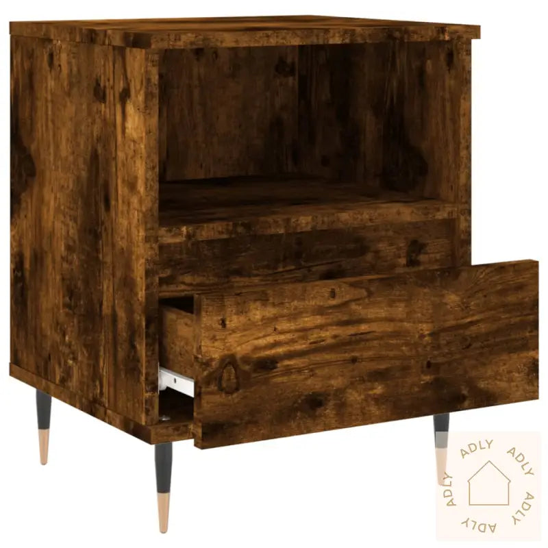 Nattbord 2 Stk Røkt Eik 40X35X50 Cm Konstruert Tre
