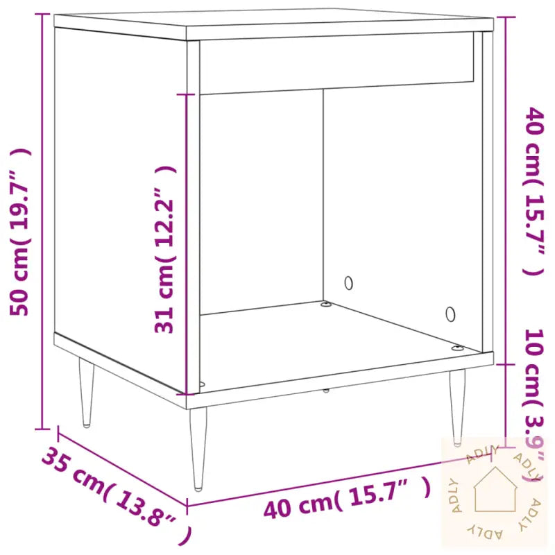 Nattbord 2 Stk Betonggrå 40X35X50 Cm Konstruert Tre