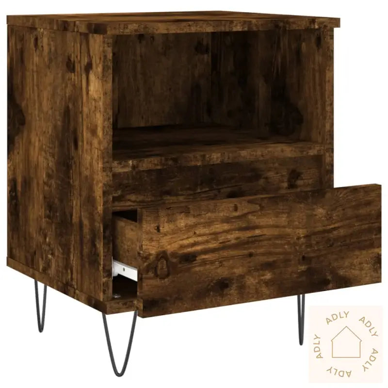Nattbord 2 Stk Røkt Eik 40X35X50 Cm Konstruert Tre