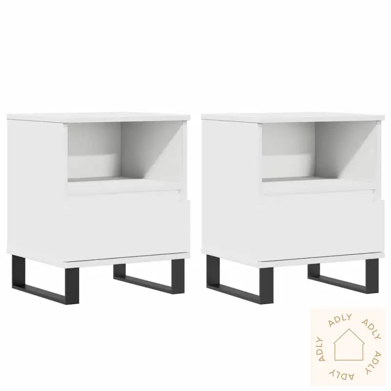 Nattbord 2 Stk Hvit 40X35X50 Cm Konstruert Tre