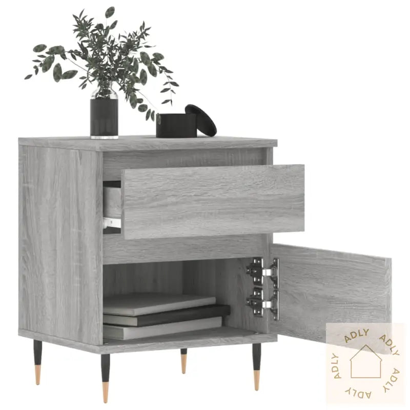 Nattbord 2 Stk Grå Sonoma 40X35X50 Cm Konstruert Tre
