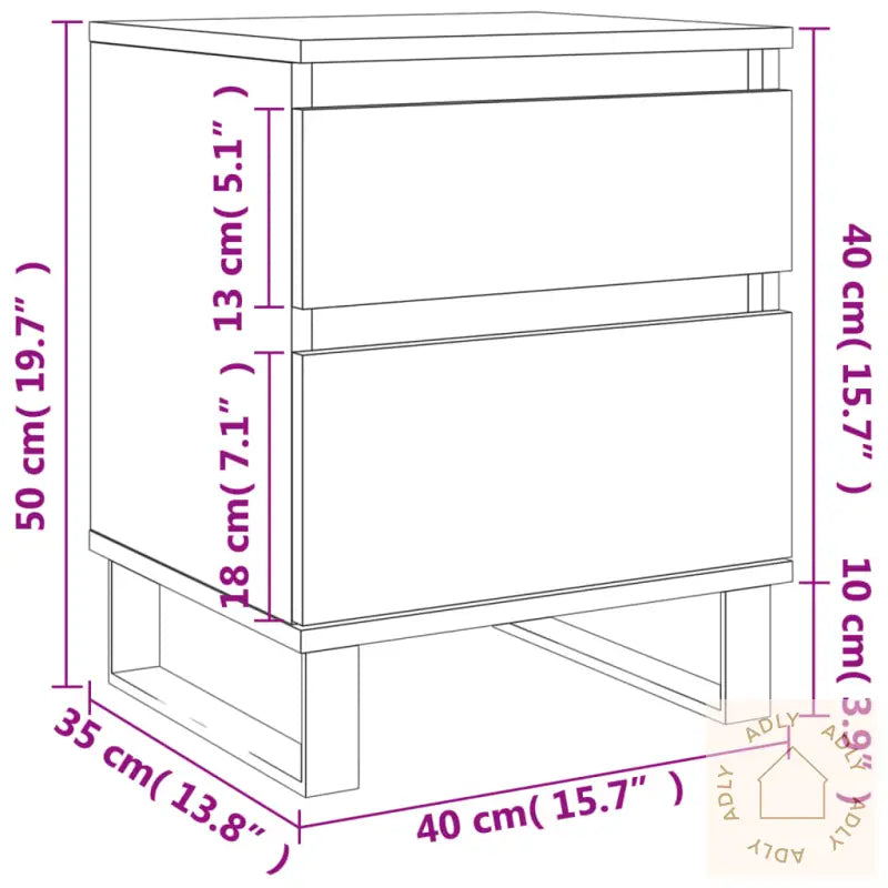Nattbord Røkt Eik 40X35X50 Cm Konstruert Tre
