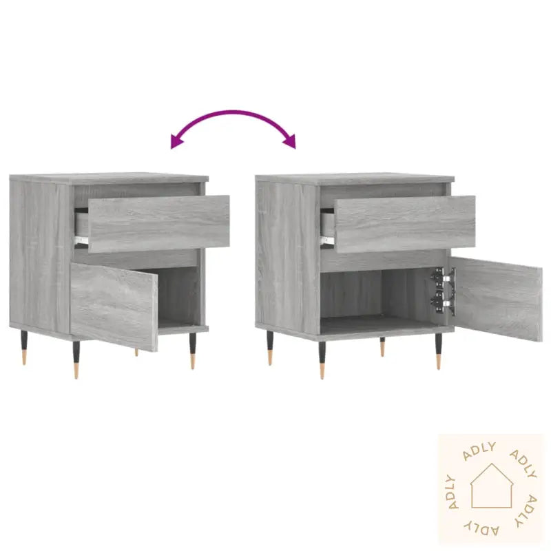 Nattbord 2 Stk Grå Sonoma 40X35X50 Cm Konstruert Tre
