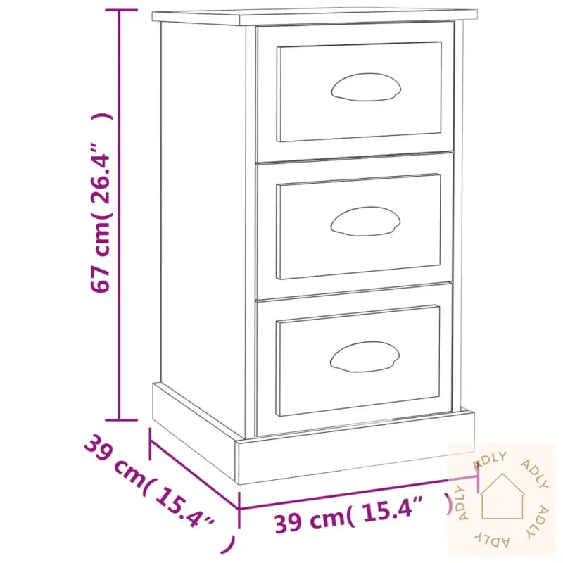 Nattbord Betonggrå 39X39X67 Cm Konstruert Tre