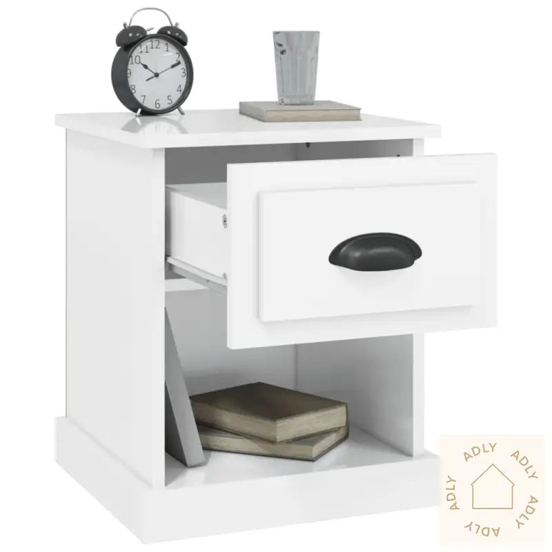 Nattbord Høyglans Hvit 39X39X47,5 Cm Konstruert Tre