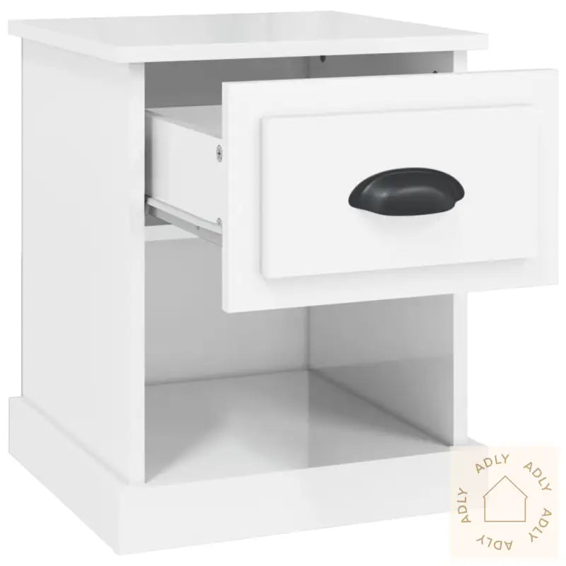 Nattbord Høyglans Hvit 39X39X47,5 Cm Konstruert Tre