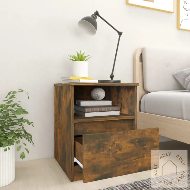 Nattbord Røkt Eik 40X40X50 Cm Konstruert Tre