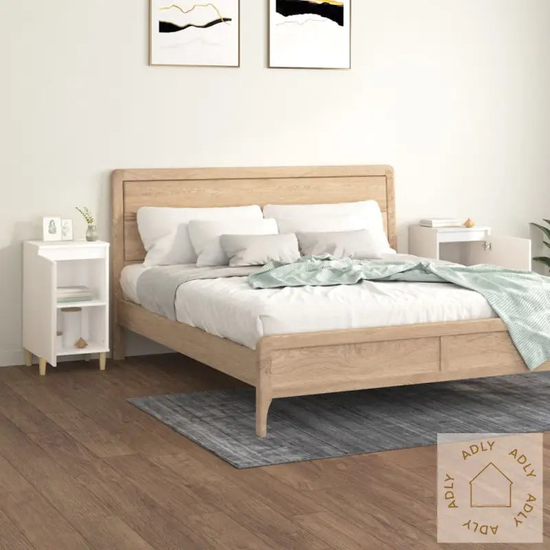 Nattbord 2 Stk Høyglans Hvit 40X35X70 Cm Konstruert Tre