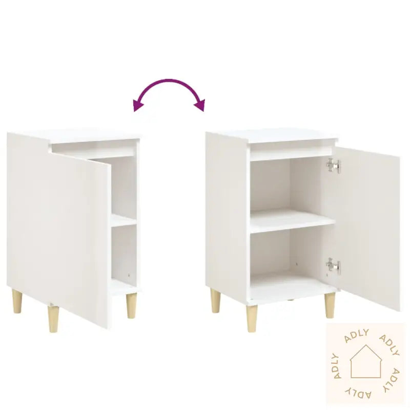Nattbord 2 Stk Høyglans Hvit 40X35X70 Cm Konstruert Tre