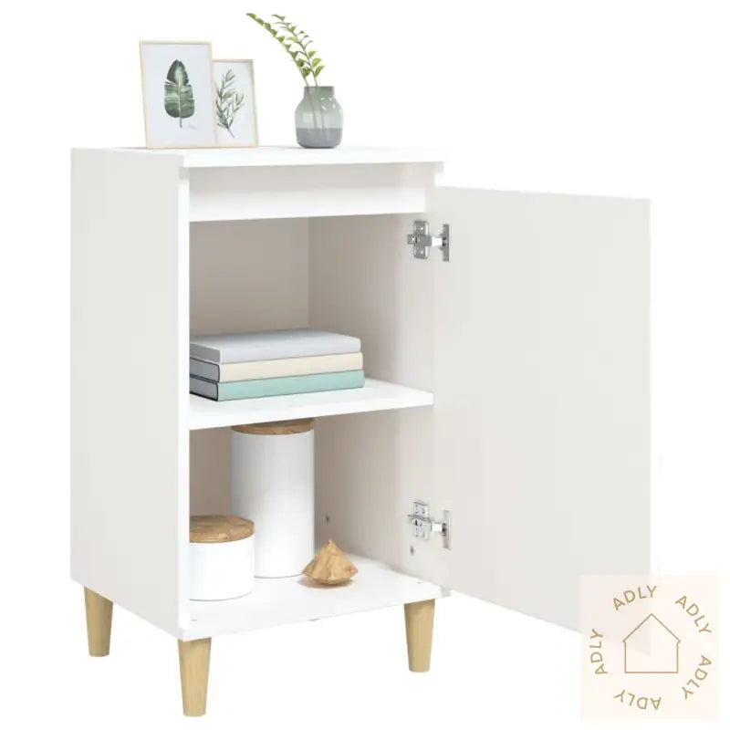 Nattbord 2 Stk Høyglans Hvit 40X35X70 Cm Konstruert Tre
