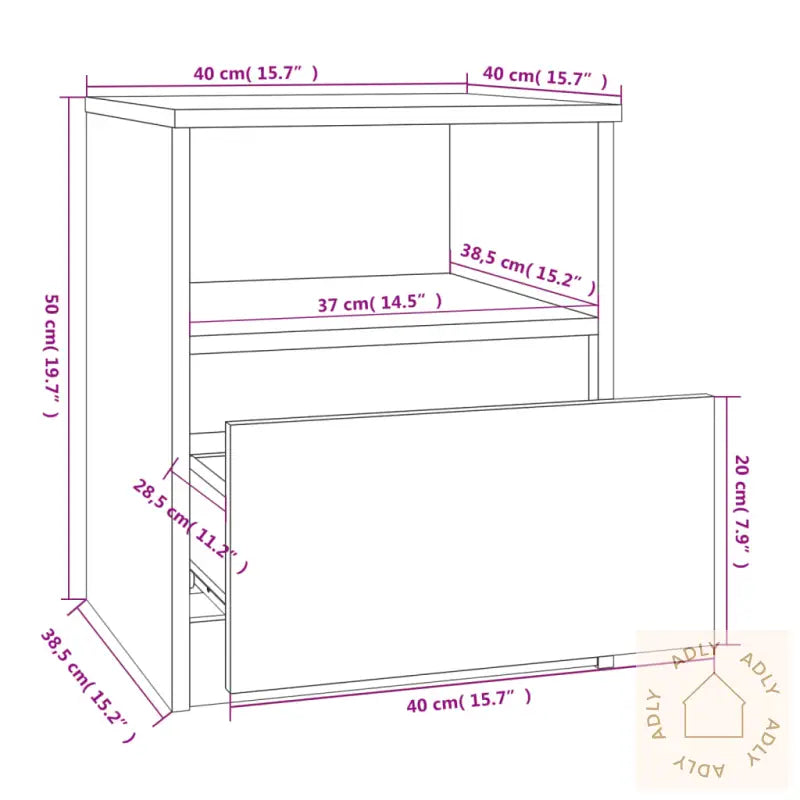 Nattbord Røkt Eik 40X40X50 Cm Konstruert Tre