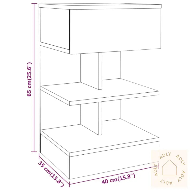 Nattbord Grå Sonoma 40X35X65 Cm Konstruert Tre