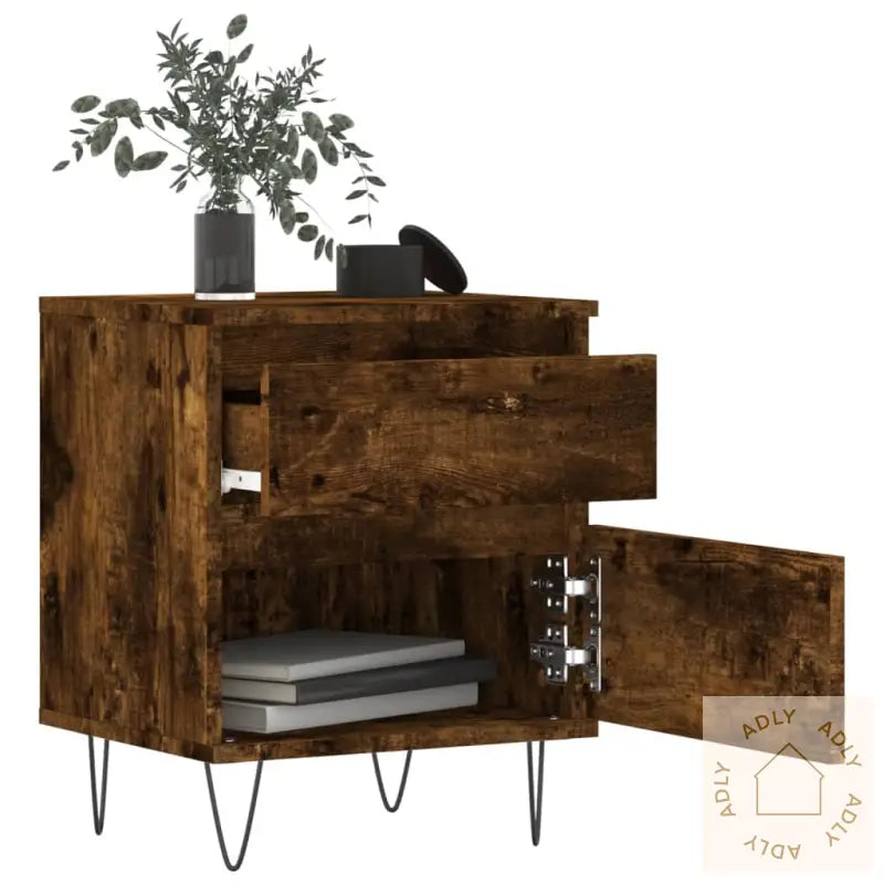 Nattbord 2 Stk Røkt Eik 40X35X50 Cm Konstruert Tre