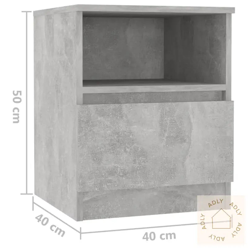 Nattbord 2 Stk Betonggrå 40X40X50 Cm Konstruert Tre