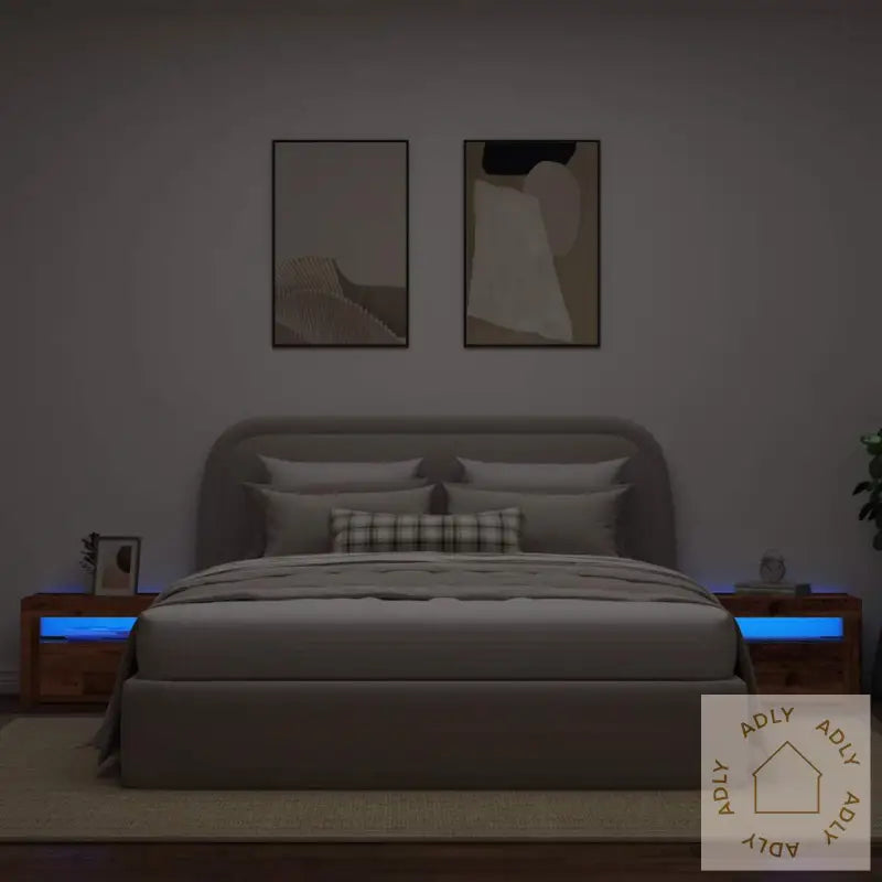 Nattbord Med Led 2 Stk Gammelt Tre 60X35X40 Cm
