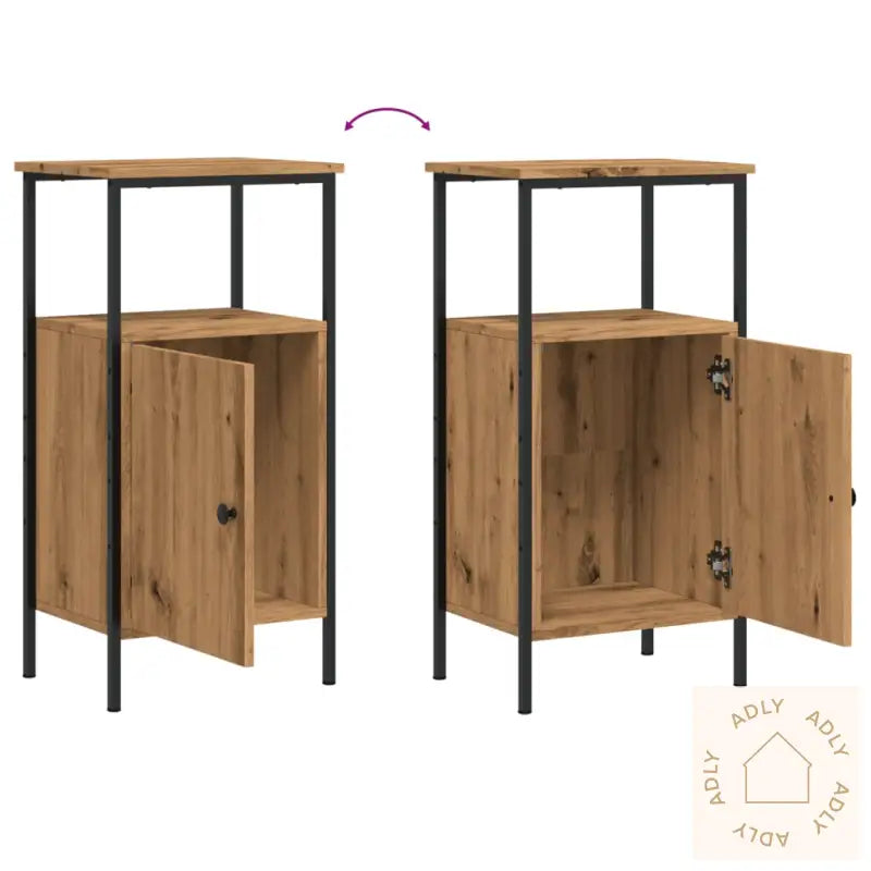 Nattbord 2 Stk Artisan Eik 41X31X80 Cm Konstruert Tre