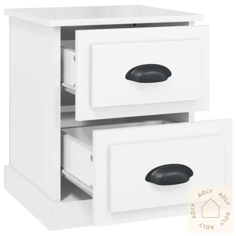 Nattbord 2 Stk Høyglans Hvit 39X39X47,5 Cm Konstruert Tre