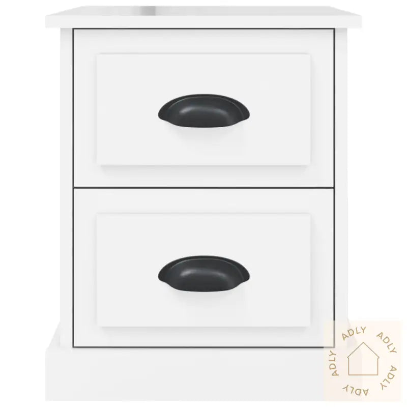 Nattbord 2 Stk Høyglans Hvit 39X39X47,5 Cm Konstruert Tre