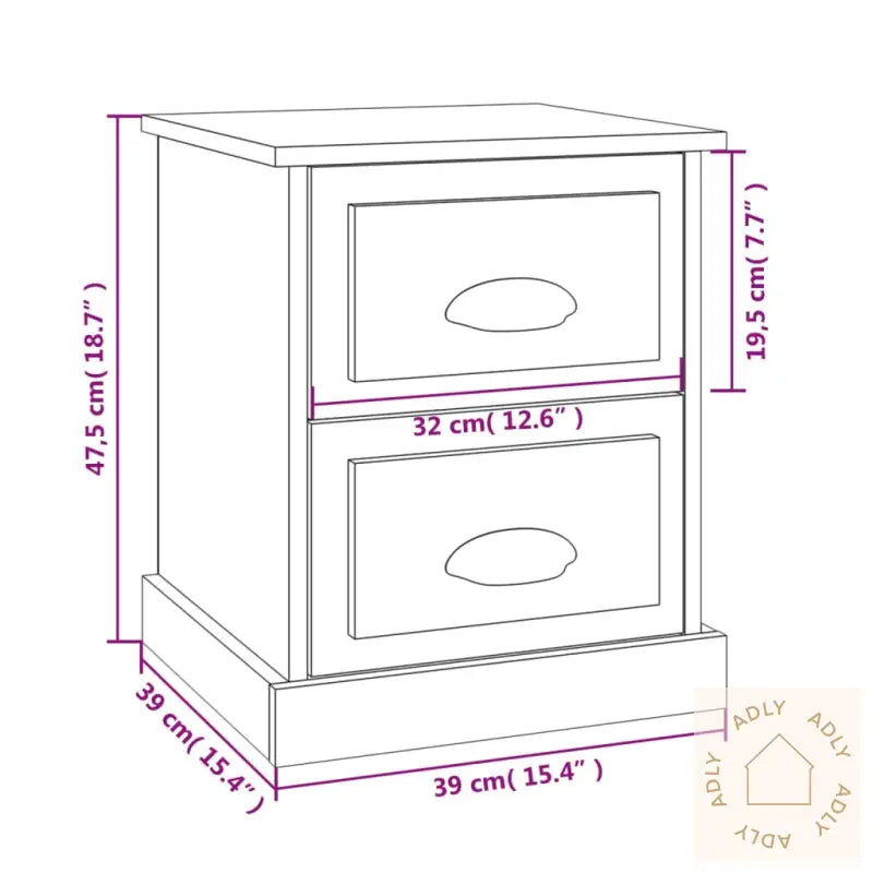 Nattbord Hvit 39X39X47,5 Cm Konstruert Tre