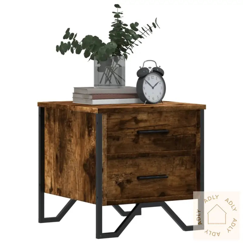 Nattbord 2 Stk Røkt Eik 40X41X40 Cm Konstruert Tre