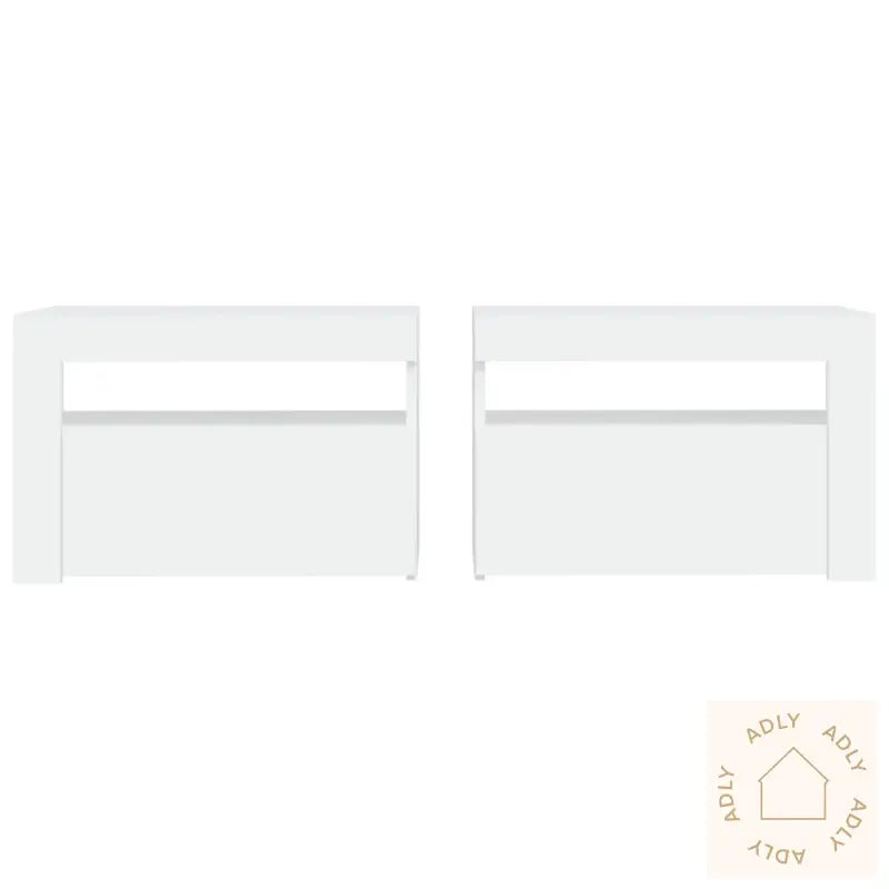 Nattbord Med Led 2 Stk Hvit 60X35X40 Cm