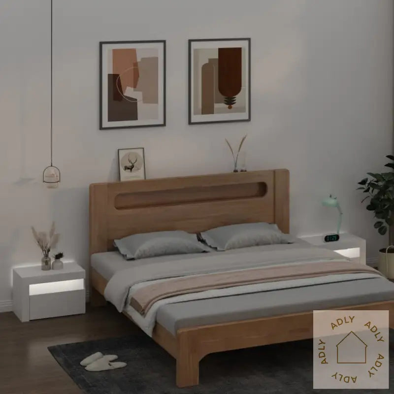 Nattbord Med Led 2 Stk Hvit 60X35X40 Cm