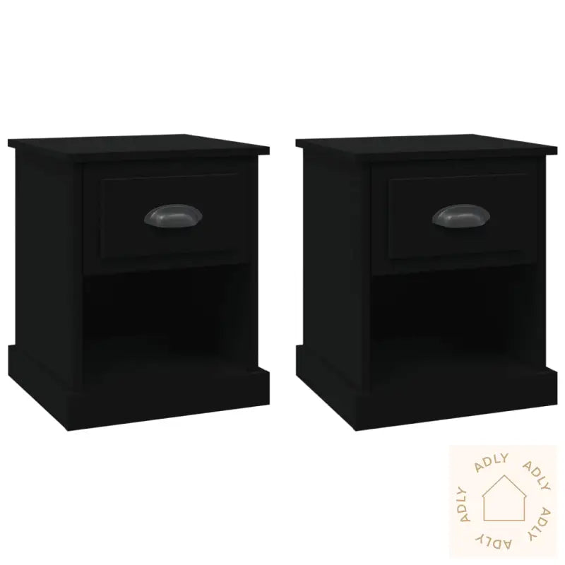 Nattbord 2 Stk Svart 39X39X47,5 Cm Konstruert Tre